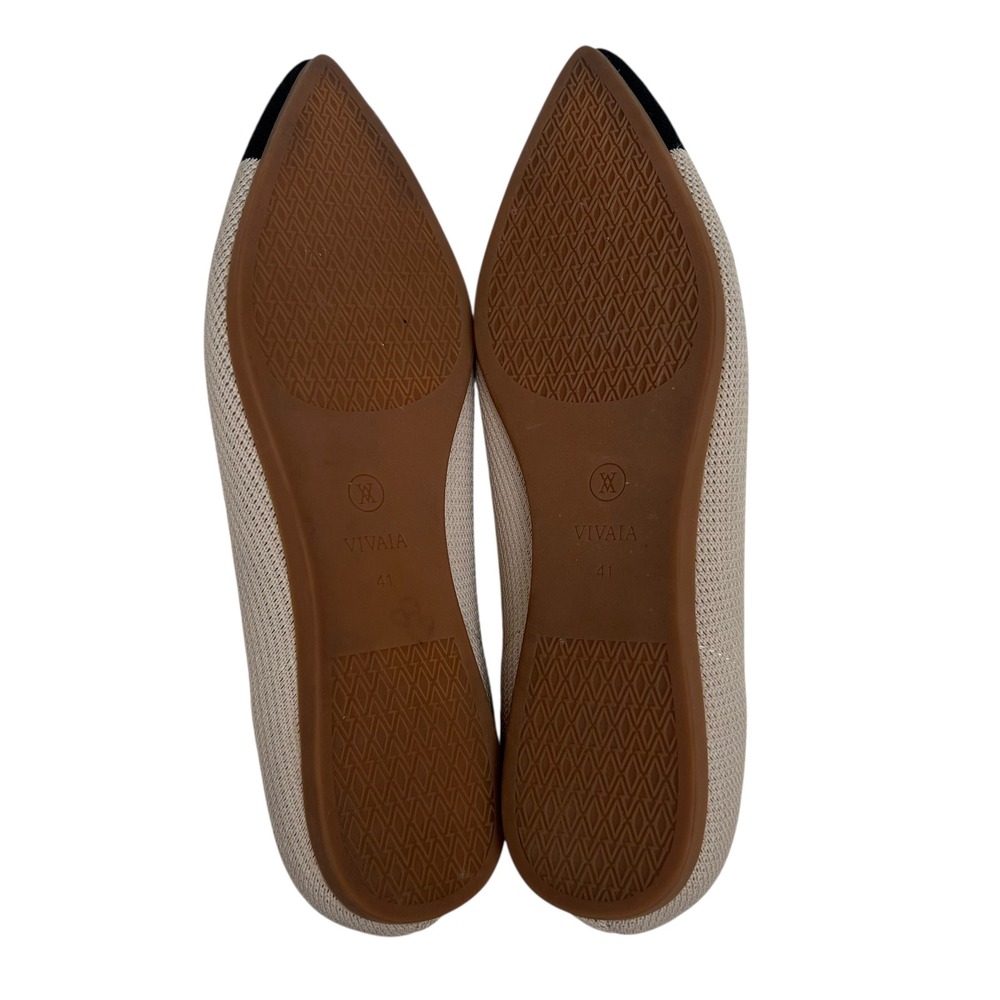 Vivaia Aria 5 Pointed Toe Ballet Flats in Almond and Black SZ EU 41 US 9.5 - Picture 7 of 9